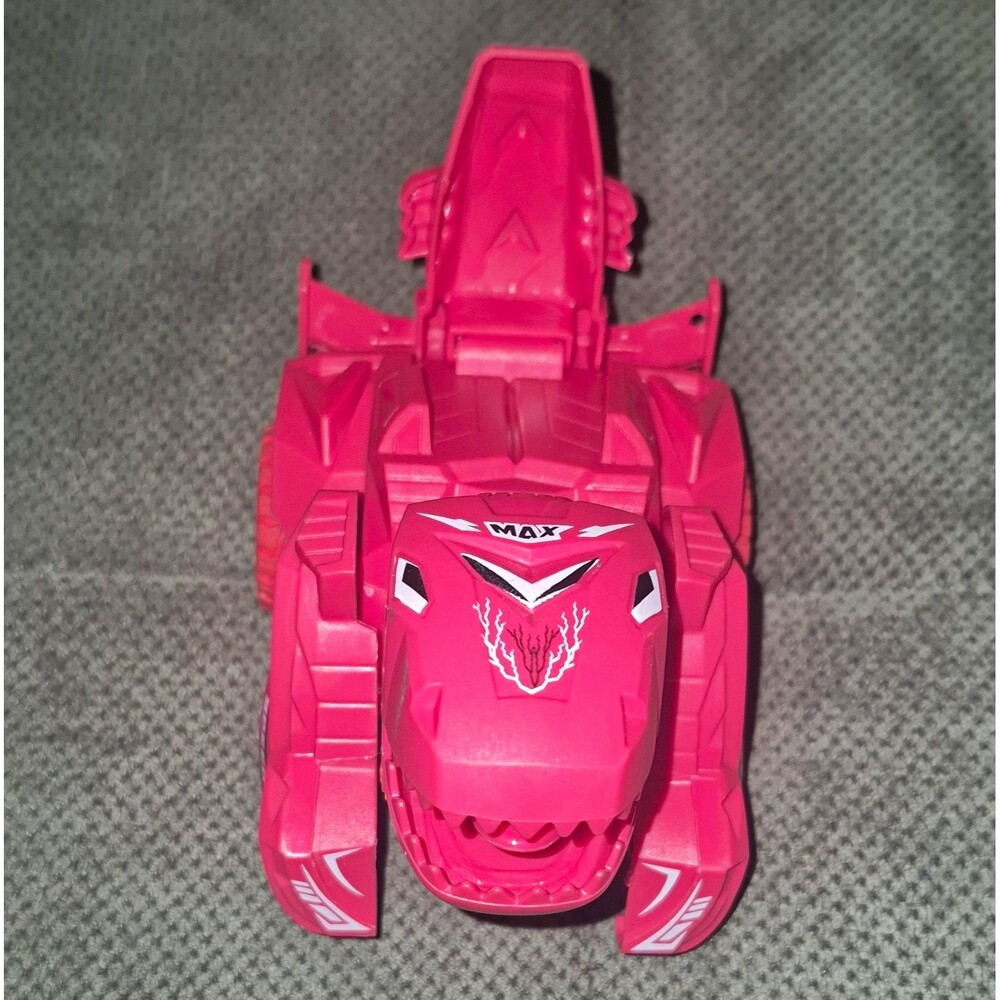 Pink Transforming Dinosaur Car Vehicle Toy w/ Wheels MAX SPEED Markings